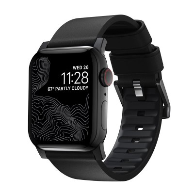 Nomad Waterproof Δερμάτινο ACTIVE Strap Pro για Apple Watch Series - 42mm-44mm-45mm-46mm-49mm - ΜΑΥΡΟ - NM1A41BNW0